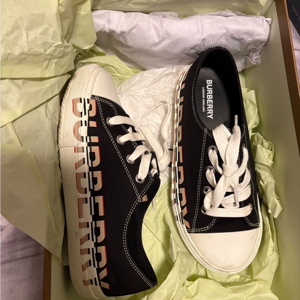 Burberry Black and White Canvas Sneakers